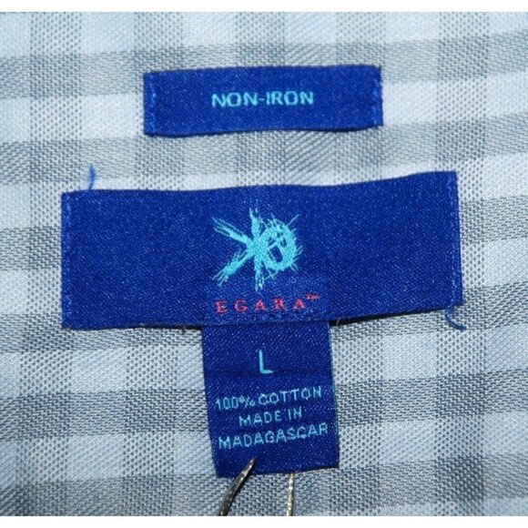 Egara Blue Micro Floral Men's Shirt Size L Non Iron Contrast Cuffs Button Up - Picture 8 of 9